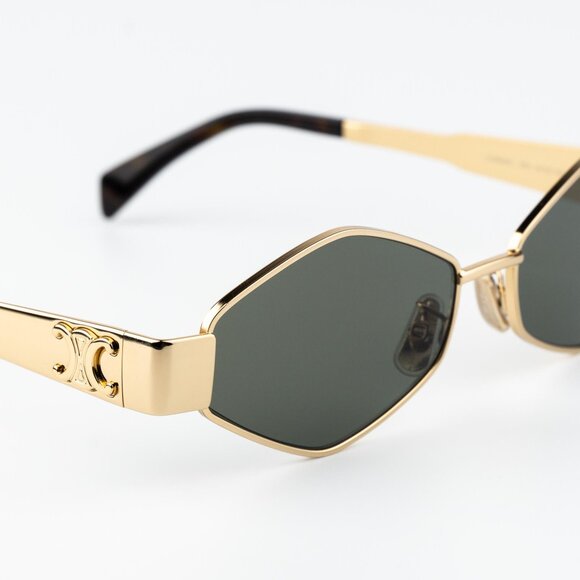 Celine TRIOMPHE Men Sunglasses Gold Green CL40254U 30N NEW AUTHENTIC - Picture 6 of 14